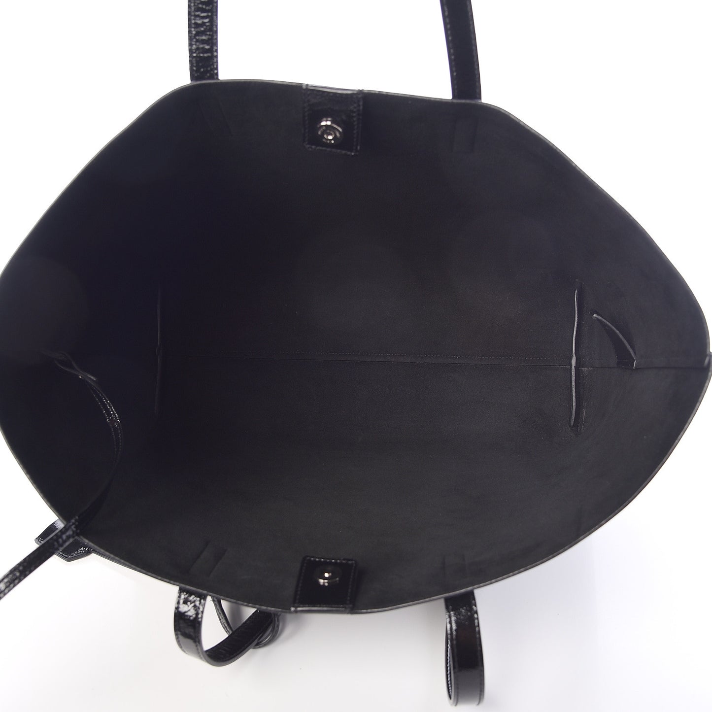 Patent Calfskin Large Shopping Tote Black