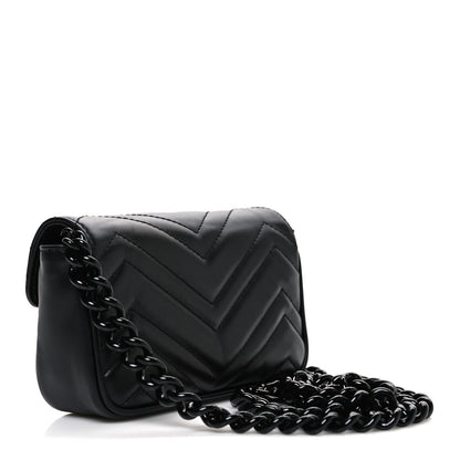 Gucci Calfskin Matelasse Monochrome GG Marmont Chain Belt Bag Black 3 of 11