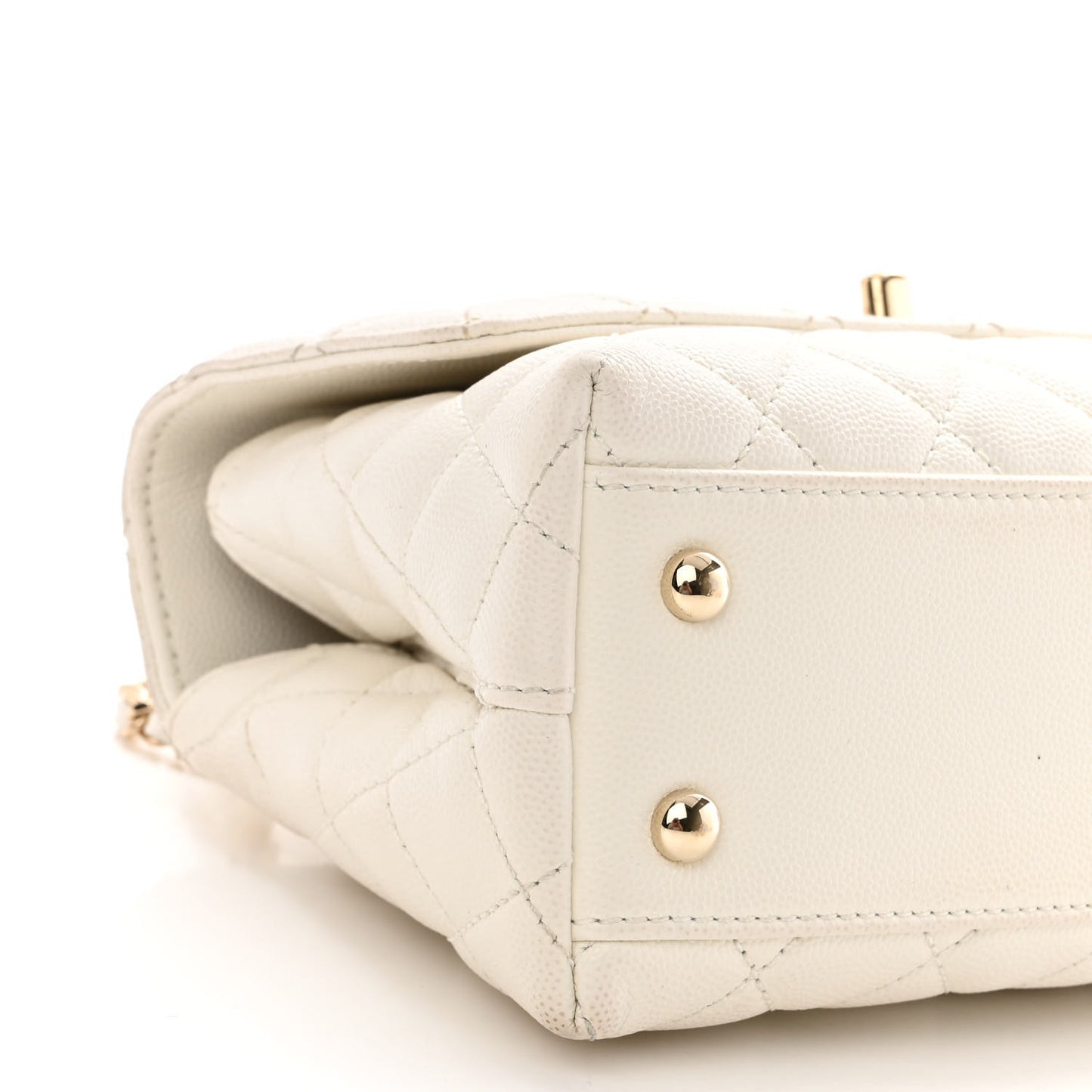 Caviar Quilted Mini Coco Handle Flap White