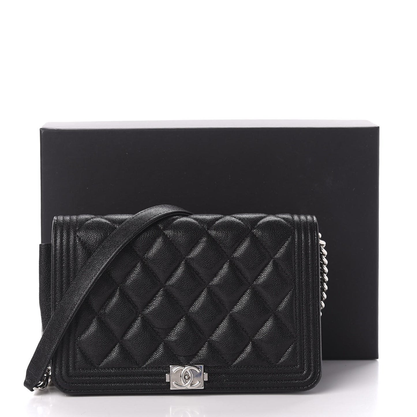 Caviar Quilted Boy Wallet On Chain WOC Black