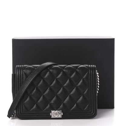 Chanel Caviar Quilted Boy Wallet On Chain WOC Black 12 of 12