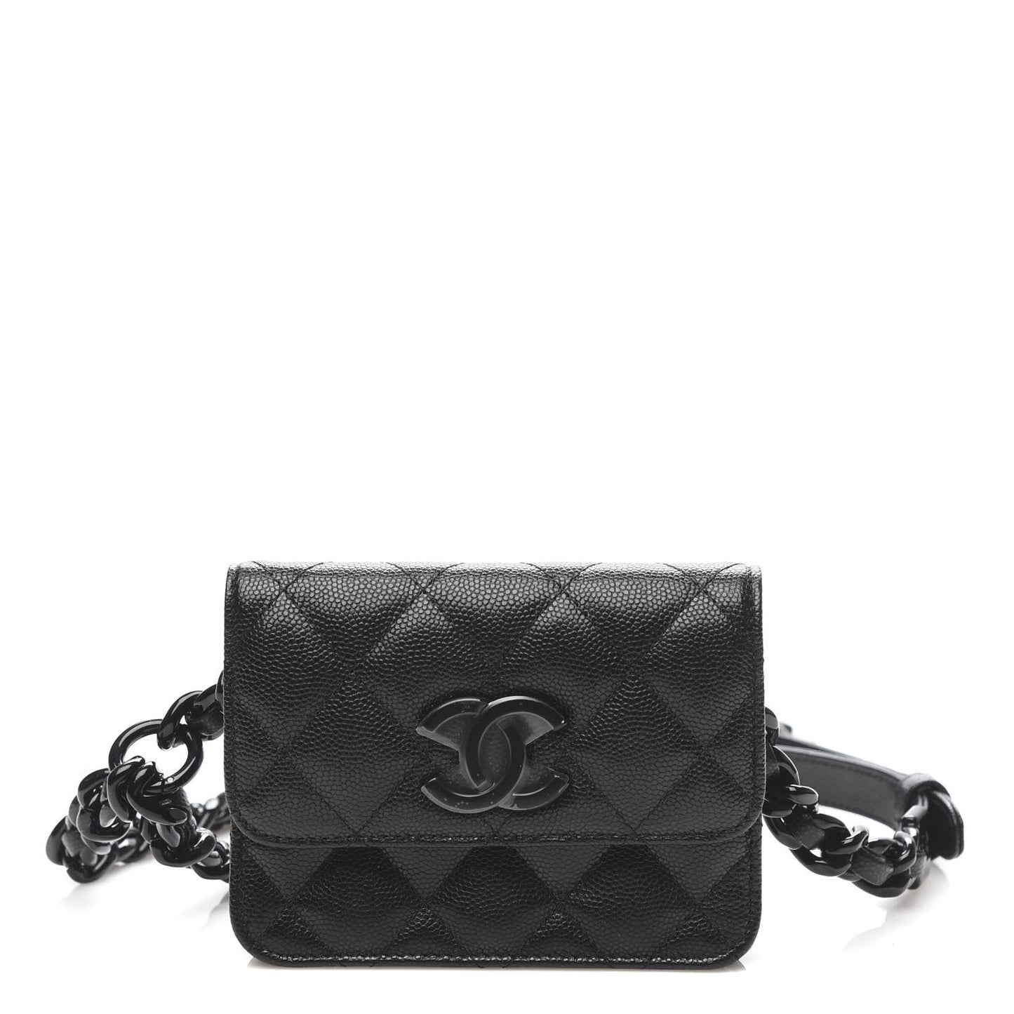 Caviar Quilted Incognito Belt Flap Card Holder Black
