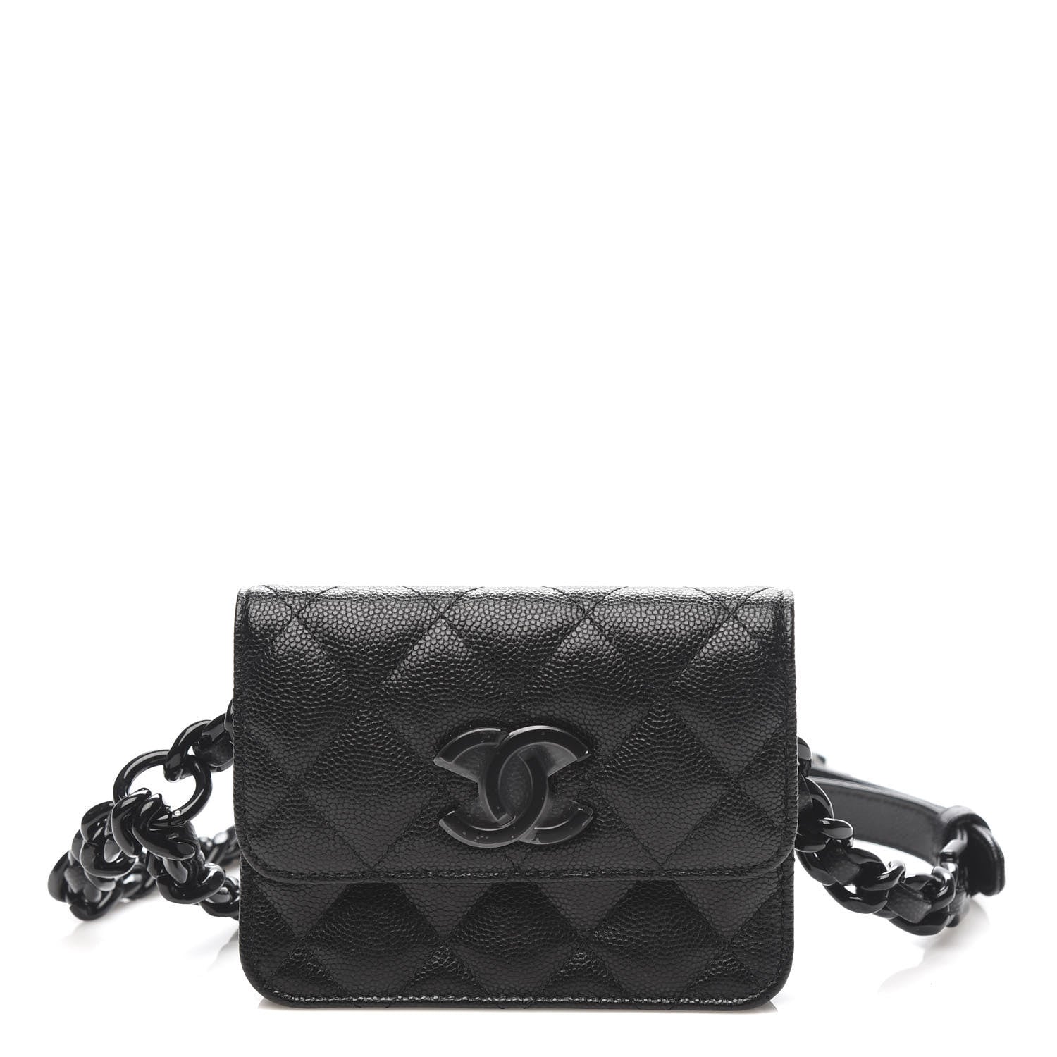 Chanel Caviar Quilted Incognito Belt Flap Card Holder Black 1 of 12