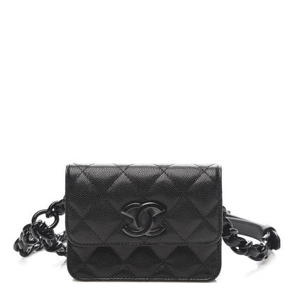 Chanel Caviar Quilted Incognito Belt Flap Card Holder Black 1 of 12