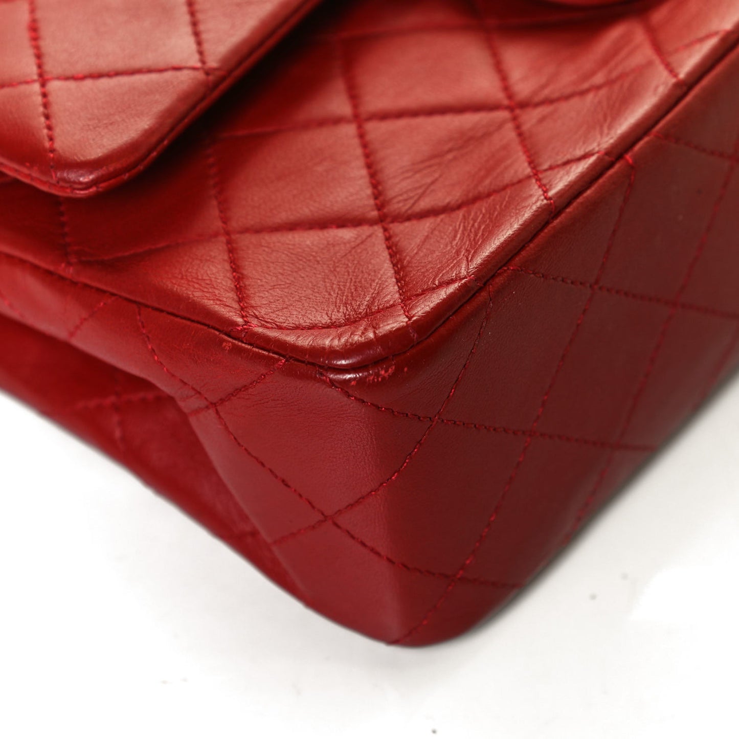 Lambskin Quilted Small Double Flap Red