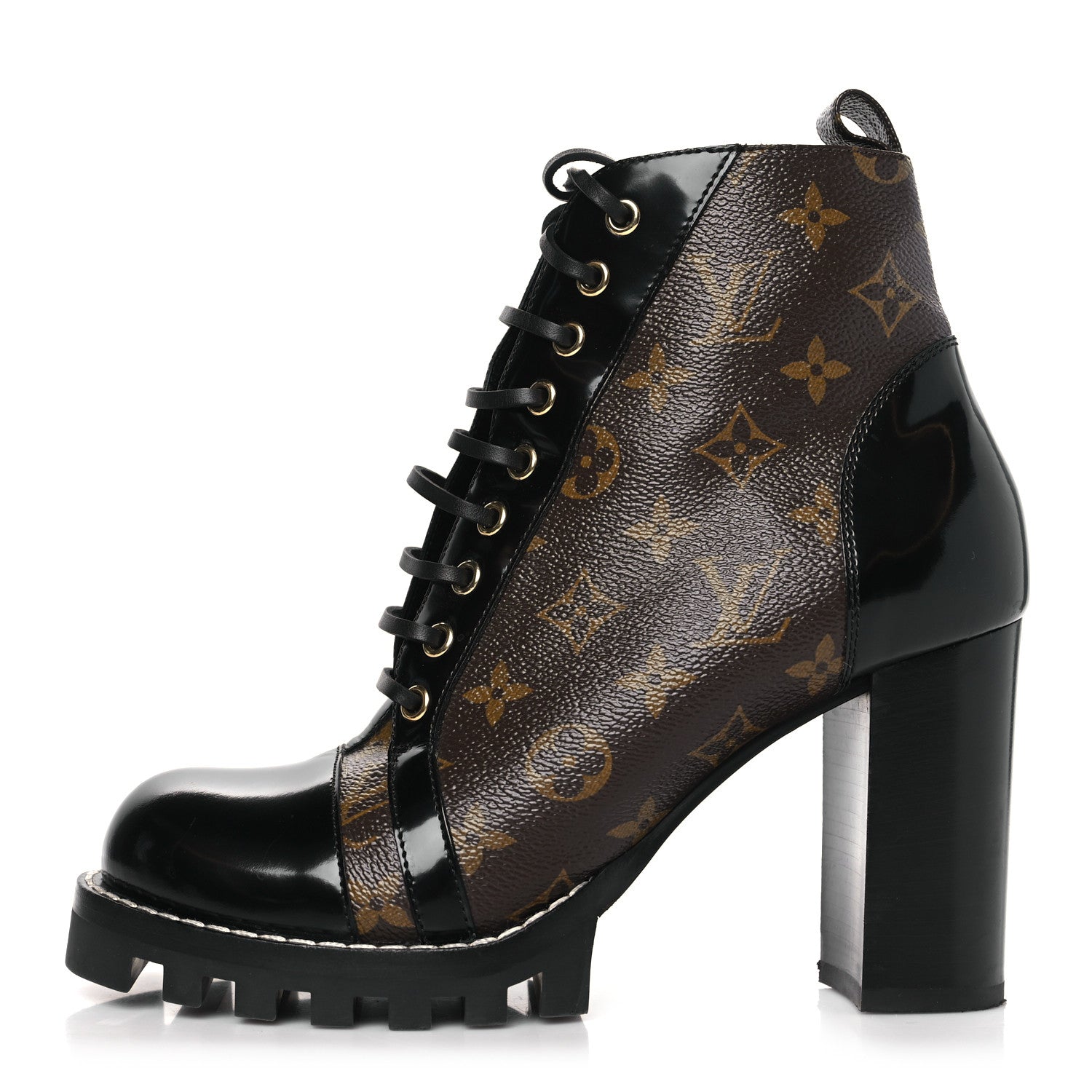 Louis Vuitton Patent Calfskin Monogram Star Trail Ankle Boots 41 Black 1 of 8