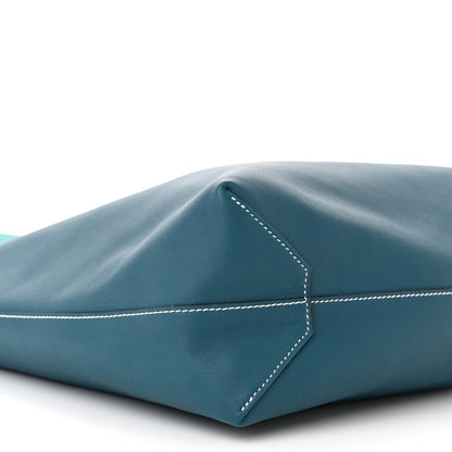 Hermes Veau Sikkim Taurillon Clemence Double Sens 36 Reversible Tote Colvert Bleu Atoll 13 of 17