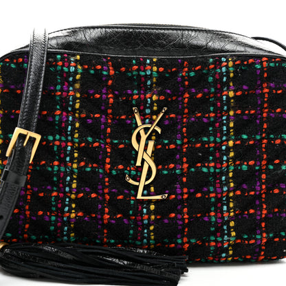 Saint Laurent Tweed Calfskin Monogram Lou Camera Bag Black 7 of 9