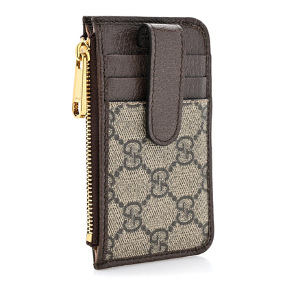 Gucci GG Supreme Monogram Web Ophidia Zip Card Case Brown 4 of 9