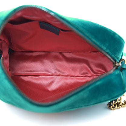 Gucci Velvet Matelasse Small GG Marmont Chain Shoulder Bag Pavone Cyan 5 of 12