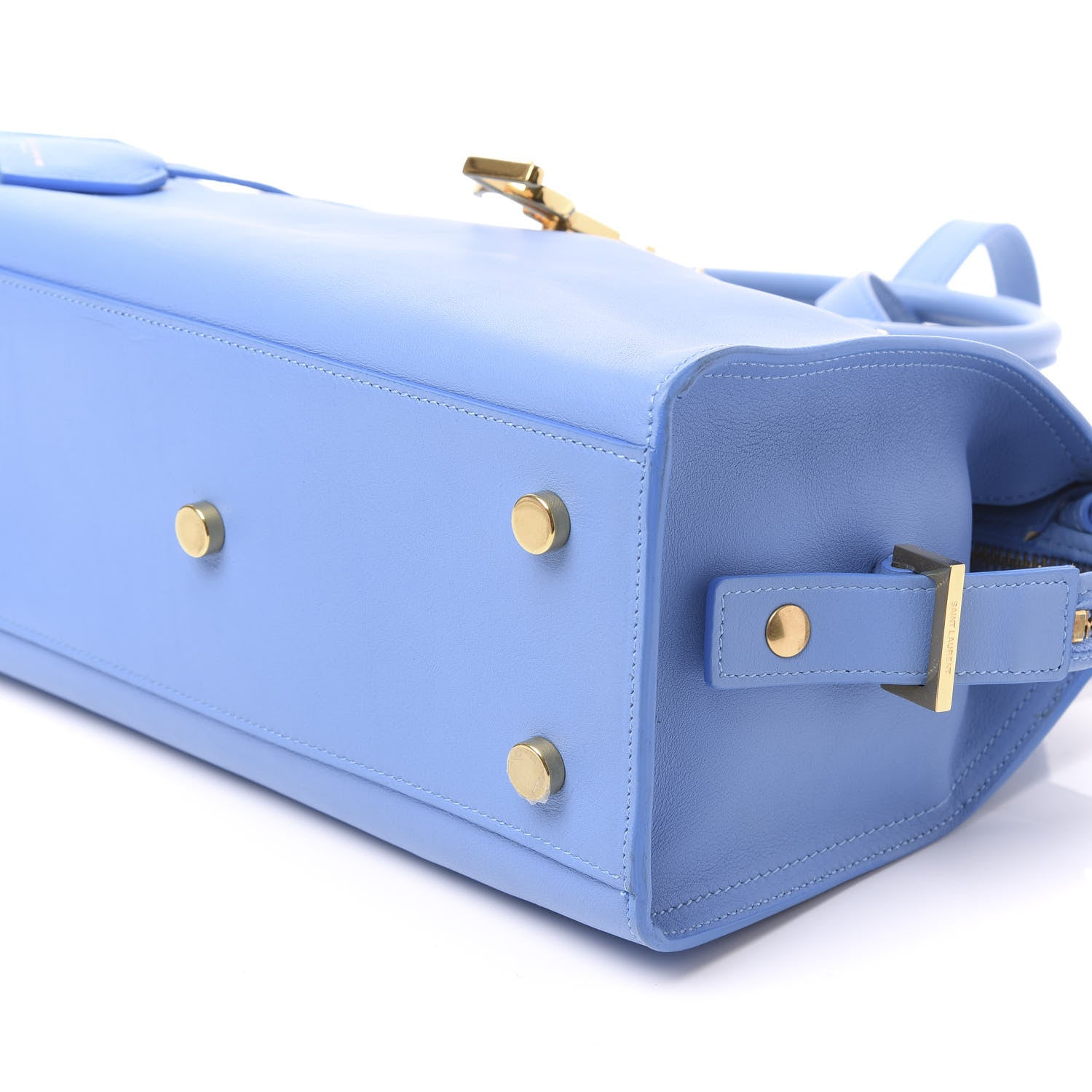 Saint Laurent Calfskin Monogram Baby Cabas Blue Glacier 7 of 8