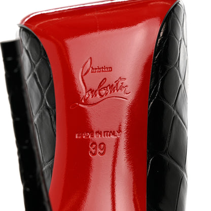 Christian Louboutin Calfskin Crocodile Embossed Pigalle Follies 100 Pumps 39 Black 7 of 8