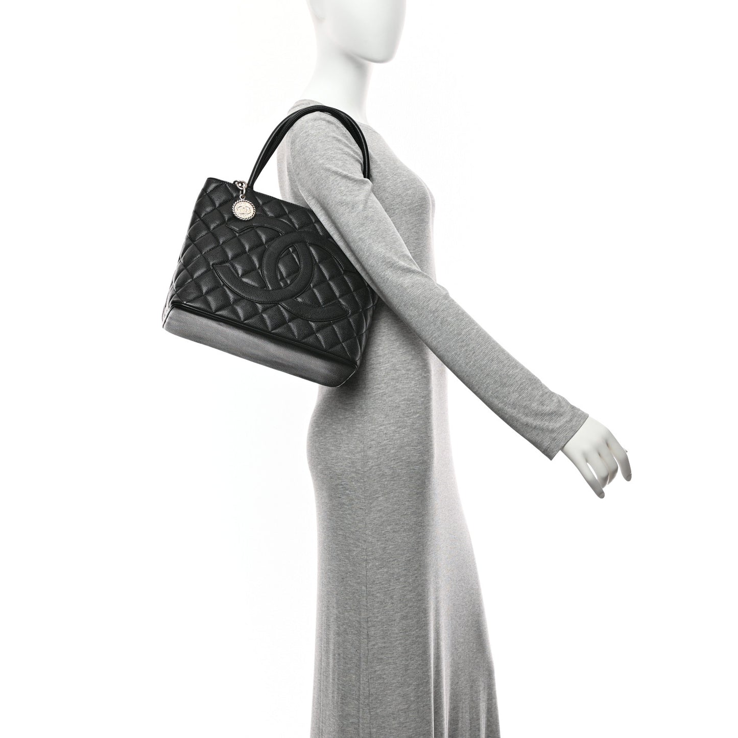 Caviar Quilted Medallion Tote Black