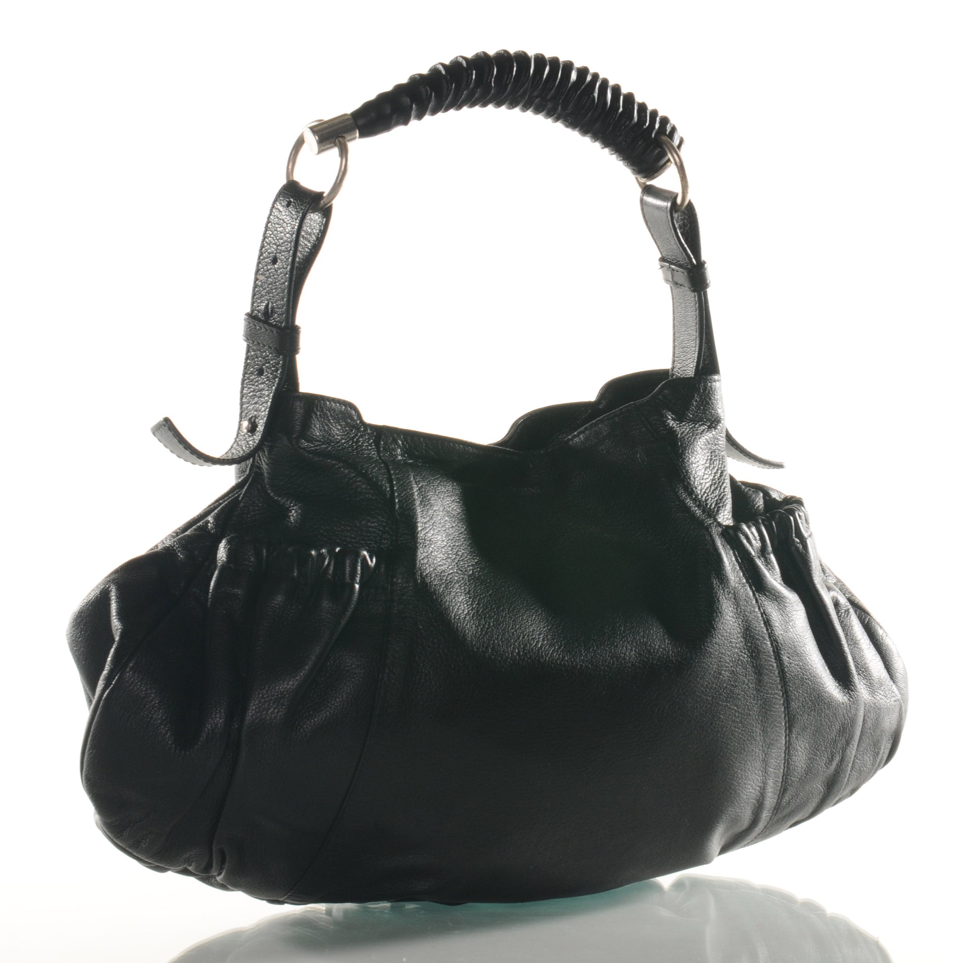 Saint Laurent Leather Mala Mala Horn Bag Black 3 of 8