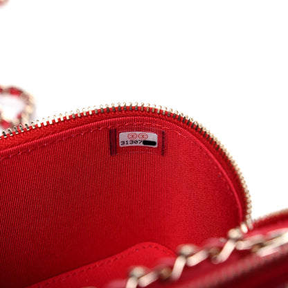 Chanel Goatskin Camellia Mini Vanity Case With Chain Red 7 of 12