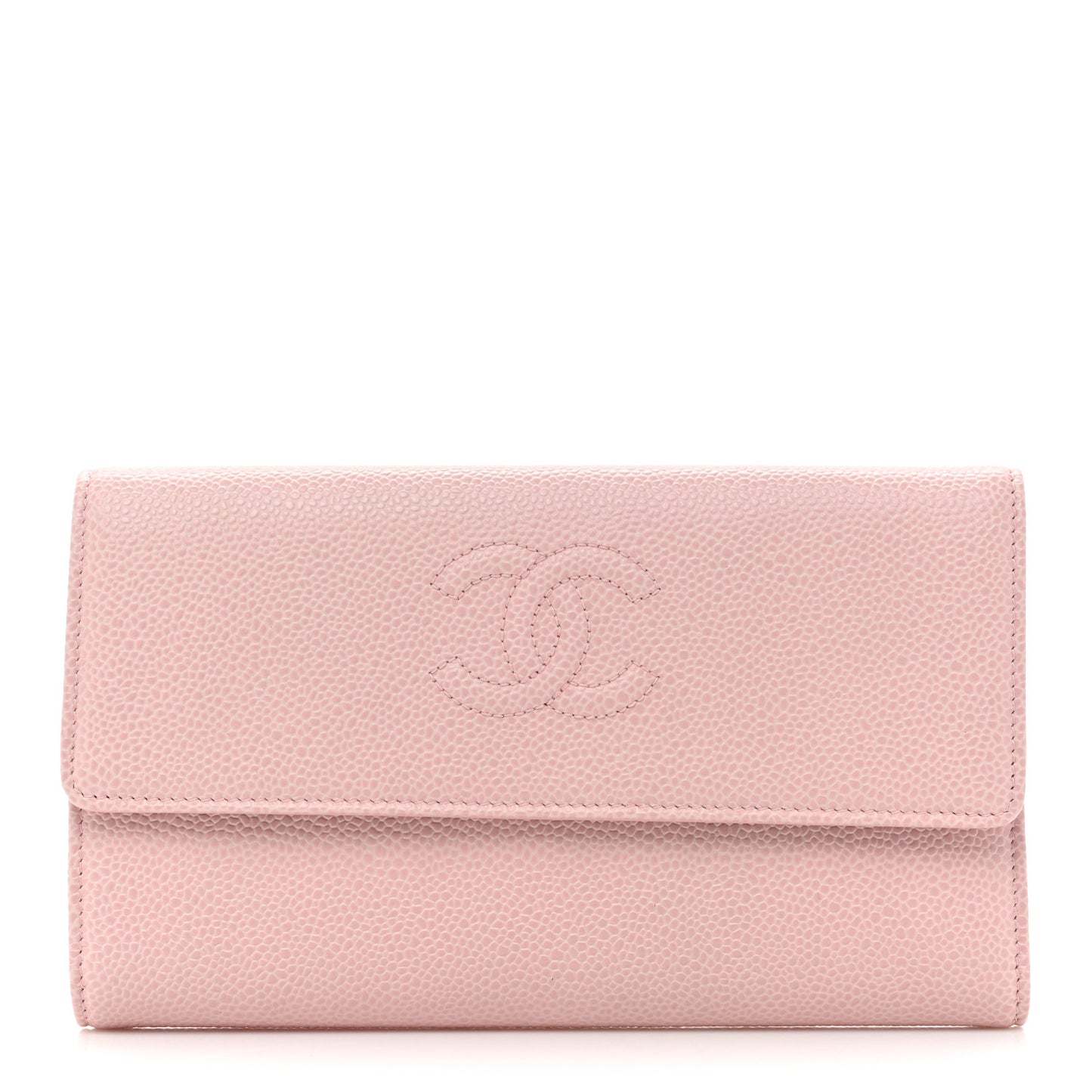 Caviar Timeless CC Large Gusset Flap Wallet Rose Pale