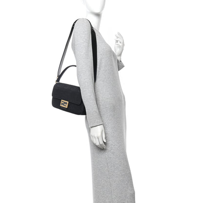 Fendi Canvas Vitello King Extra Strap FF Embroidered Baguette Black 2 of 10