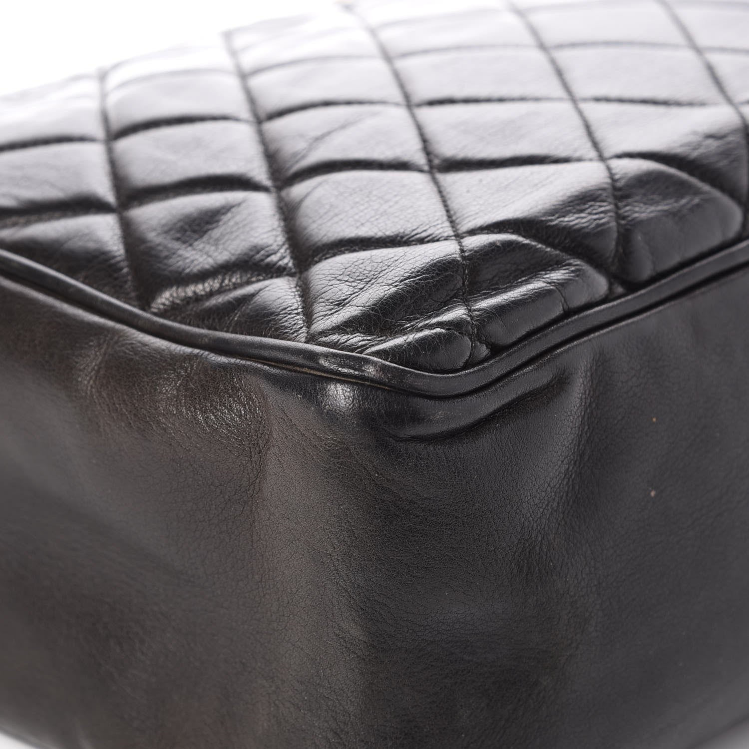 Chanel Lambskin Quilted Shopper Tote Black 10 of 16