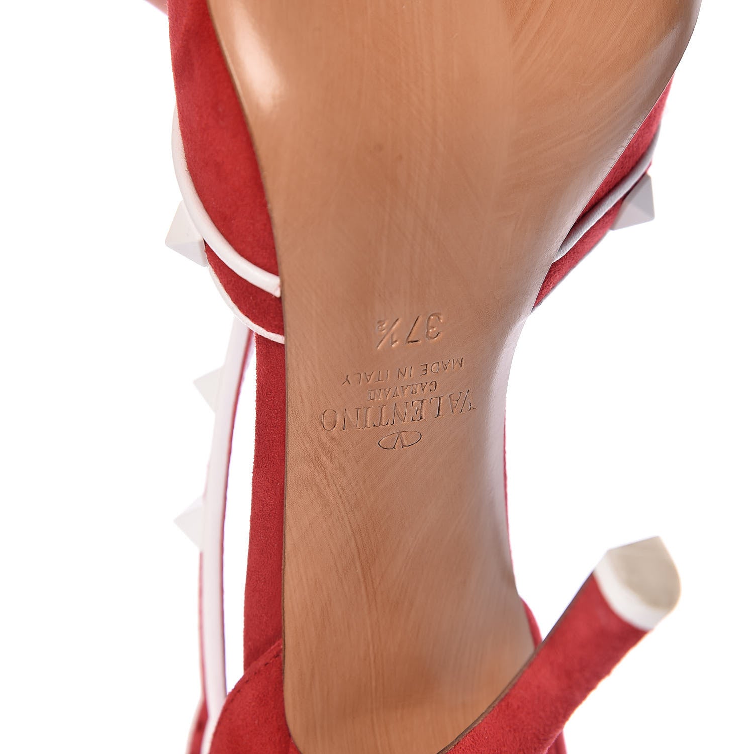 Valentino Garavani Suede Free Rockstud Cross Strap D'Orsay 105mm Pumps 37.5 Rosso Valentino White 7 of 8
