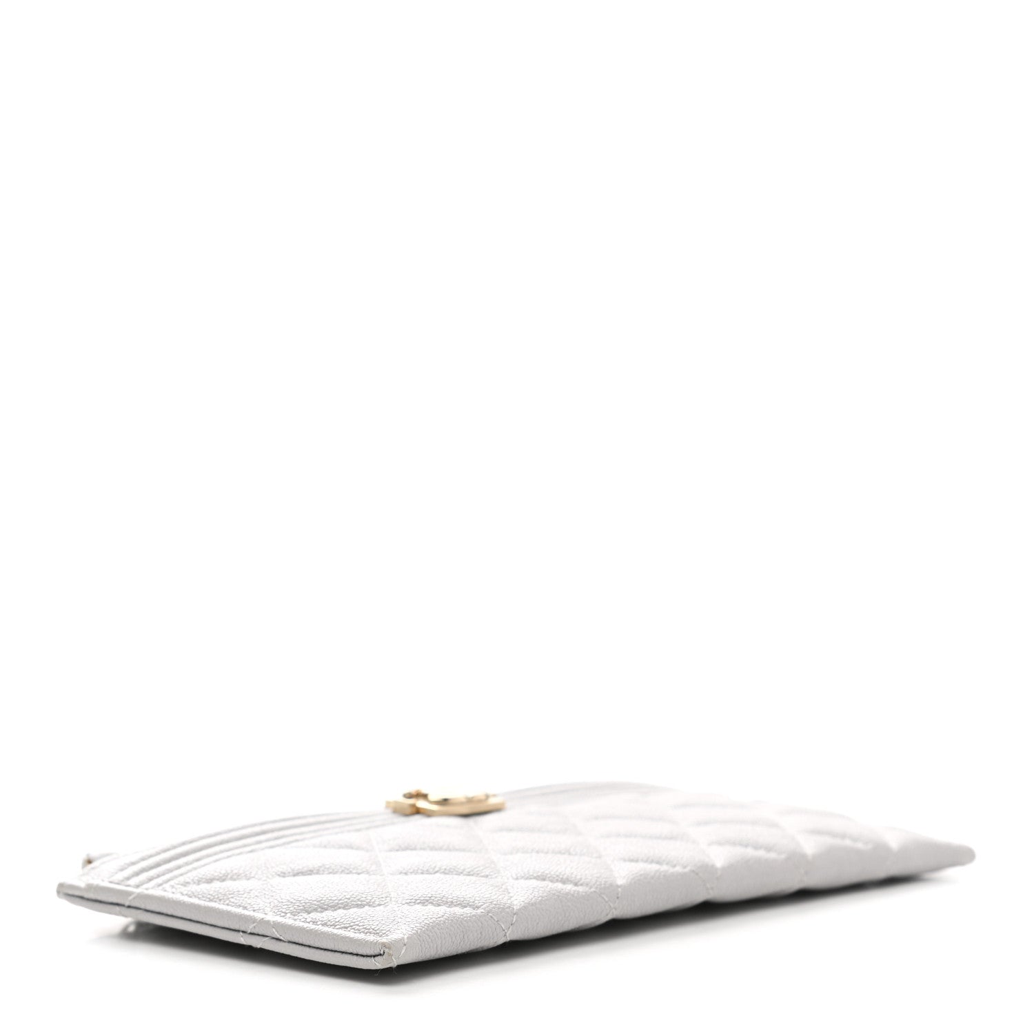 Chanel Caviar Quilted Classic Zip Boy Pouch Grey 7 of 8