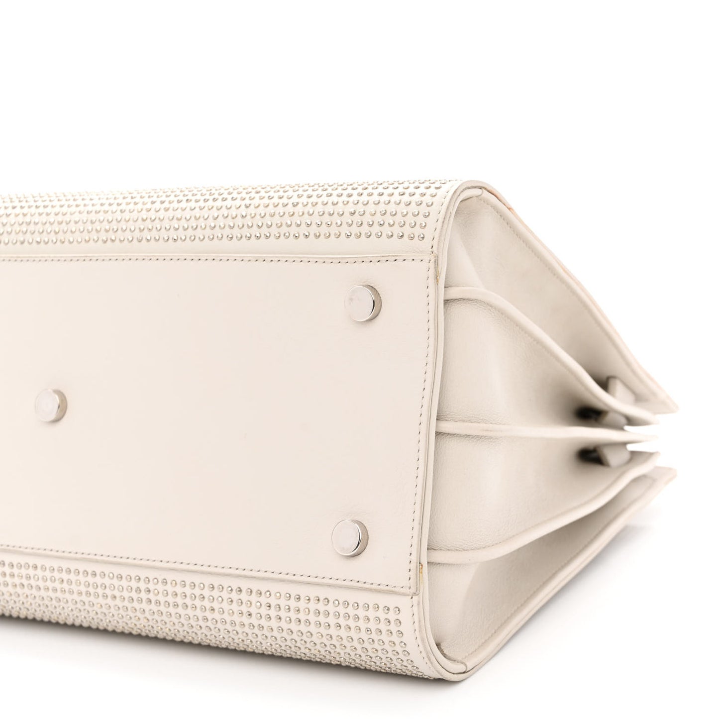 Calfskin Studded Small Sac De Jour White