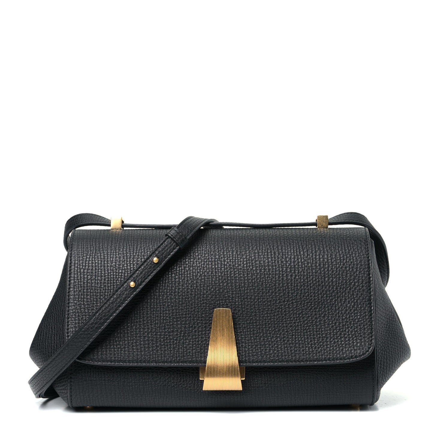 Textured Calfskin Small BV Angle Shoulder Bag Black