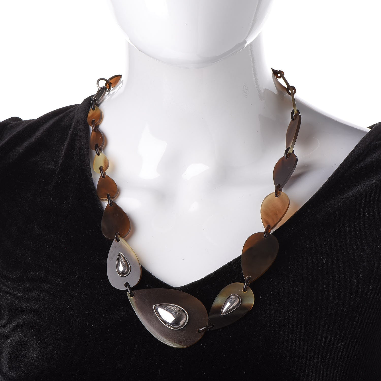 Hermes Sterling Silver Buffalo Horn Necklace 2 of 4