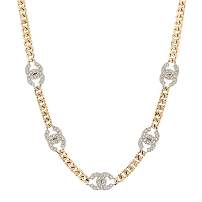 Chanel Crystal Chain CC Link Choker Gold Silver 1 of 6