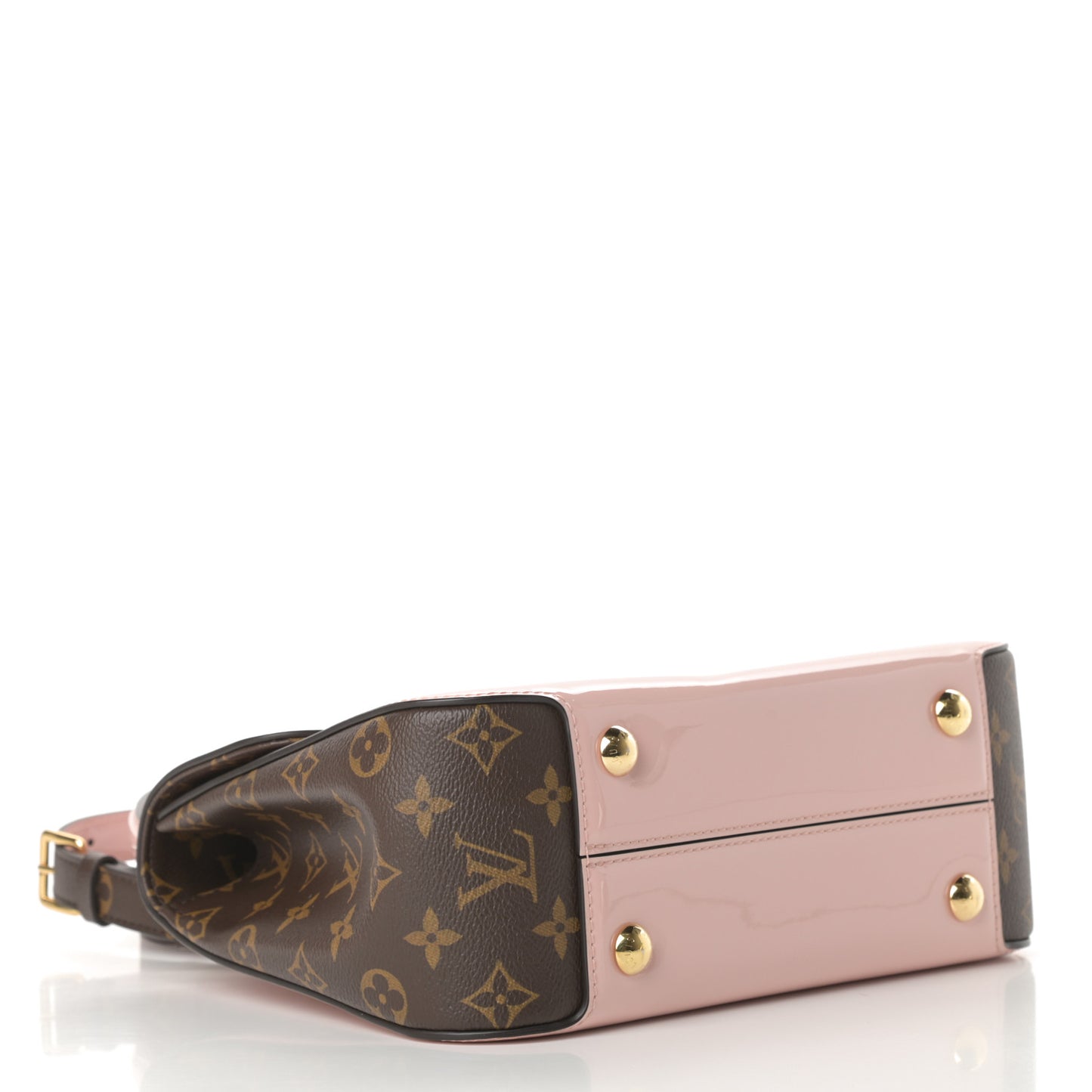 Patent Calfskin Monogram Cherrywood PM Rose Ballerine