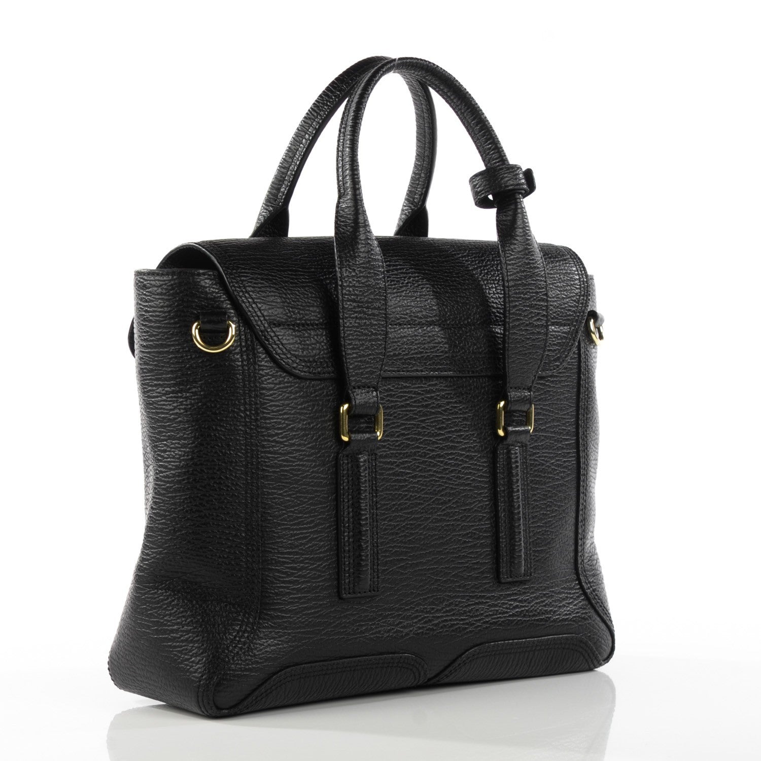 3.1 Phillip Lim 3.1 Textured Calfskin Medium Pashli Satchel Black 3 of 8
