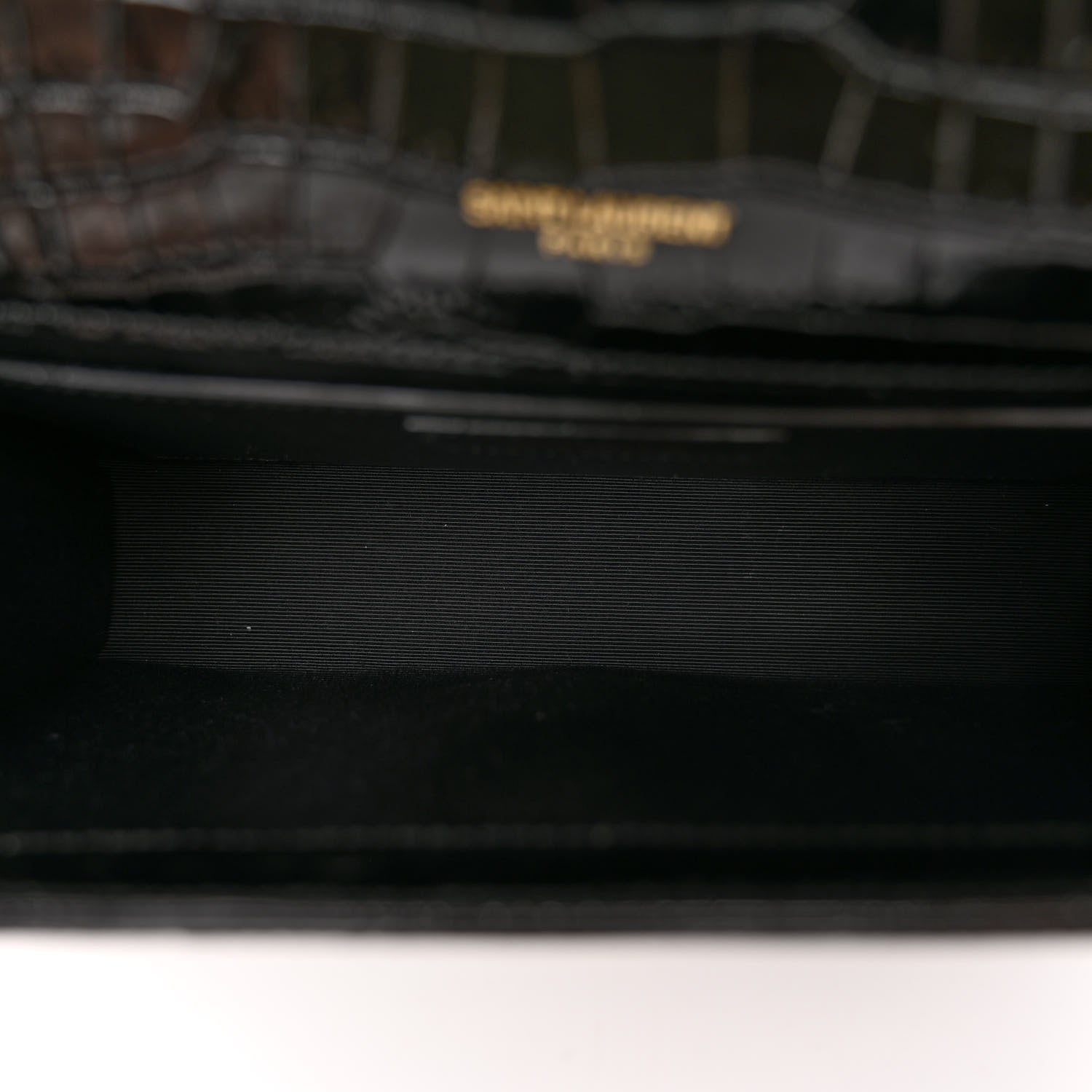Saint Laurent Calfskin Crocodile Embossed Medium Classic Monogram Kate Tassel Satchel Black 5 of 9