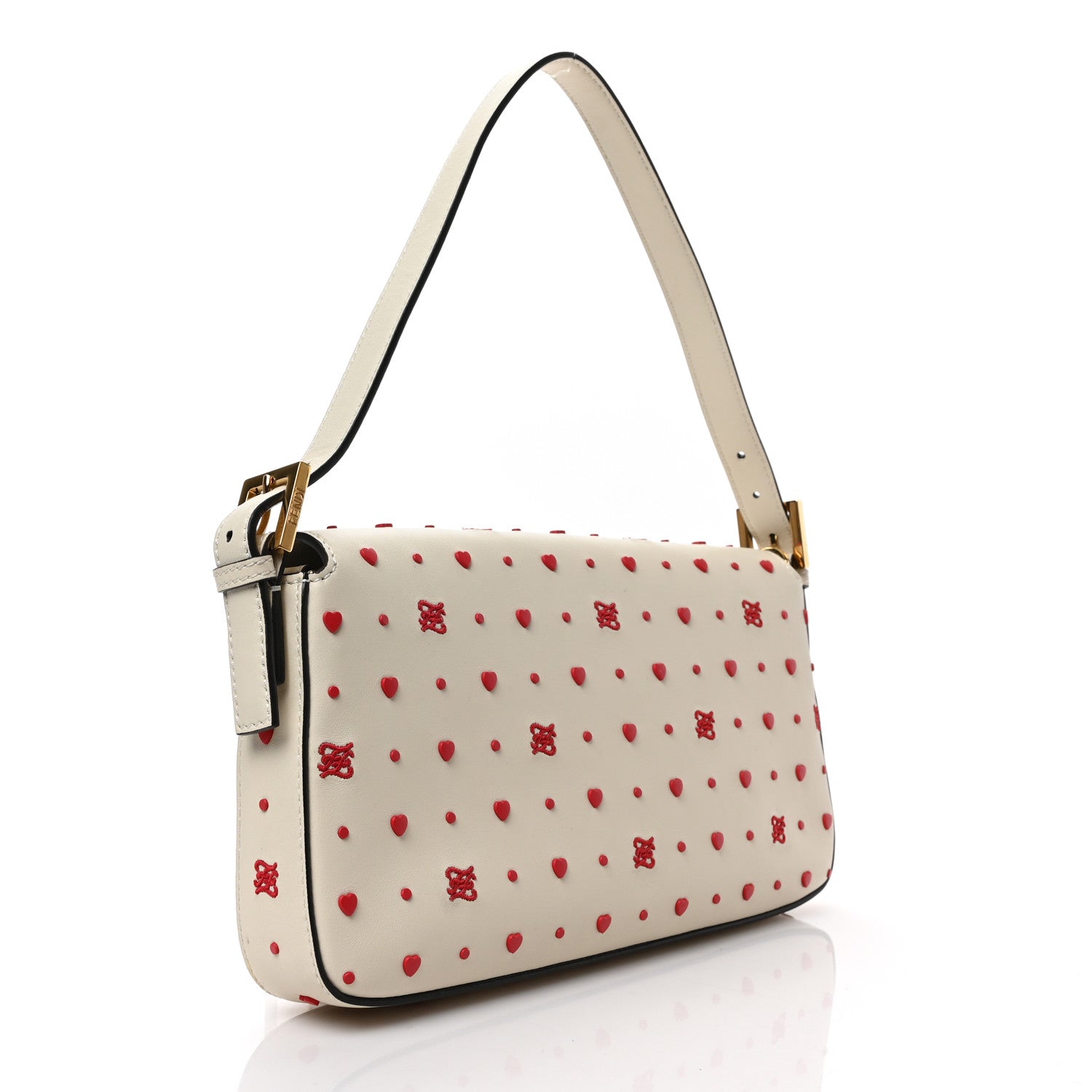 Fendi Vitello Burro Chinese Valentines Day Karligraphy Embroidered Baguette 1997 Pana Rosso Cardinale 4 of 18