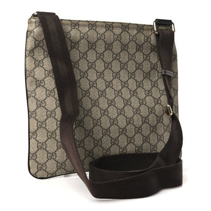 Gucci GG Supreme Monogram Selleria Calfskin Small Flat Side Zip Messenger Bag Beige Ebony Cocoa Dark Chocolate 3 of 11