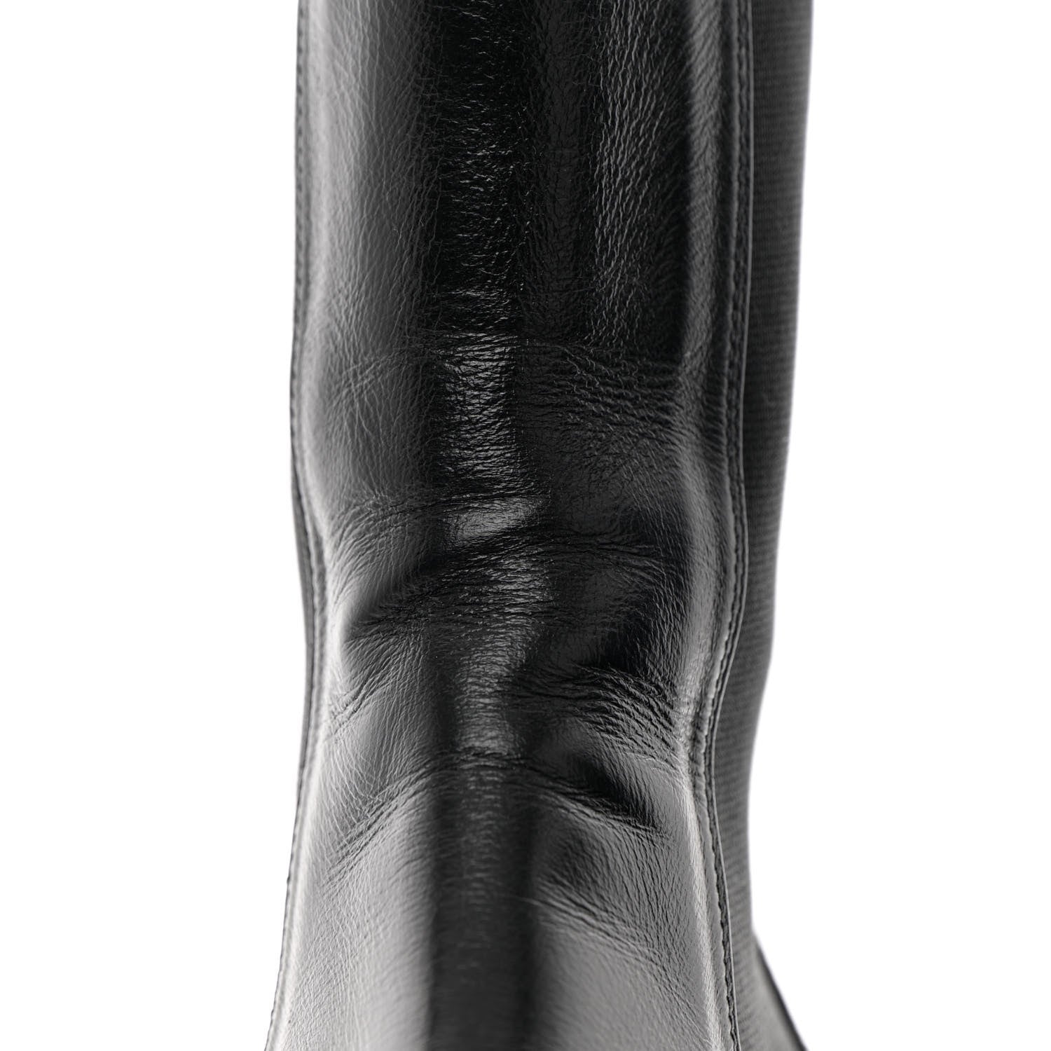 Chanel Crumpled Calfskin Patent Cap Toe Short Boots 41 Black 9 of 17