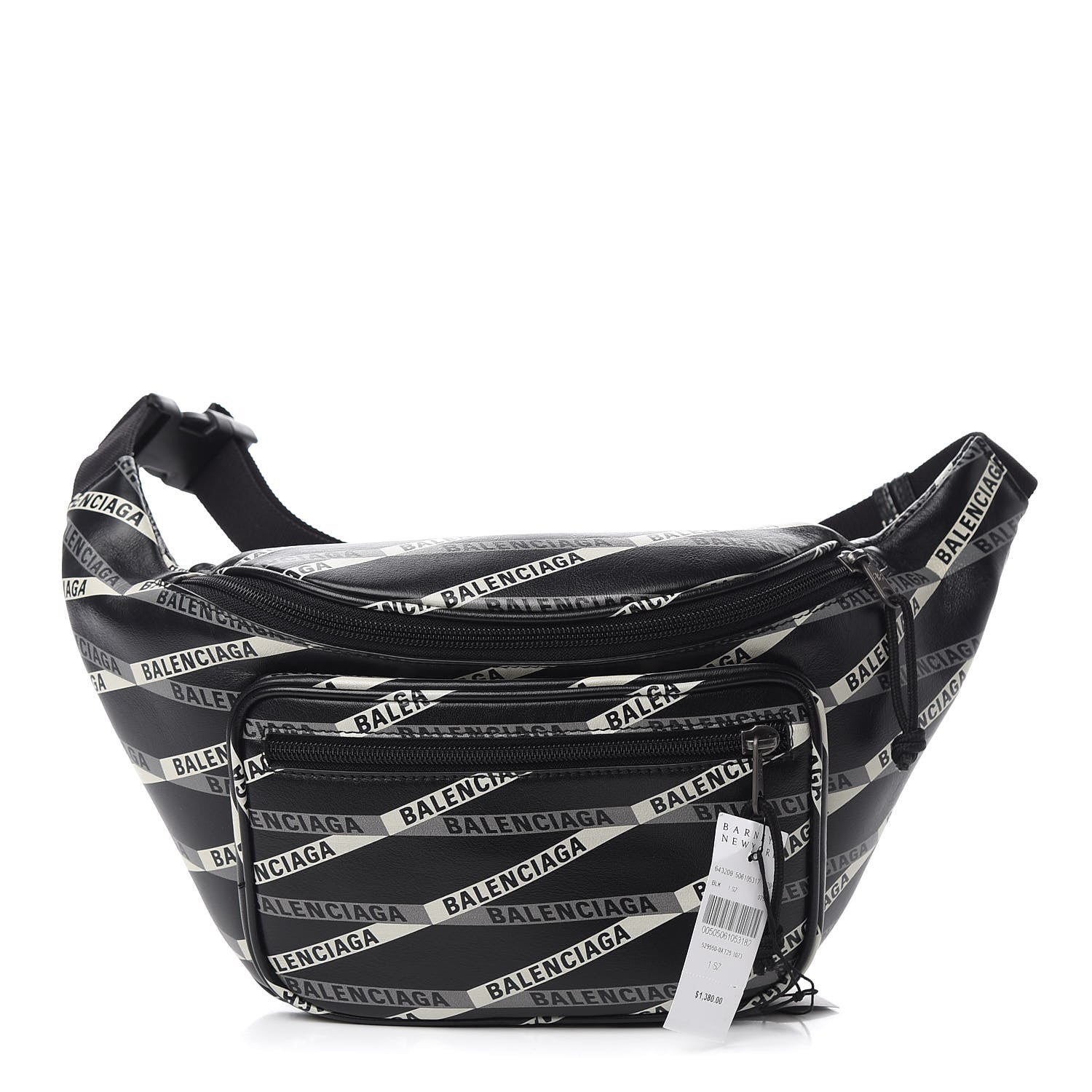 Balenciaga Smooth Calfskin Losange Monogram Explorer Belt Bag Black Grey 1 of 9