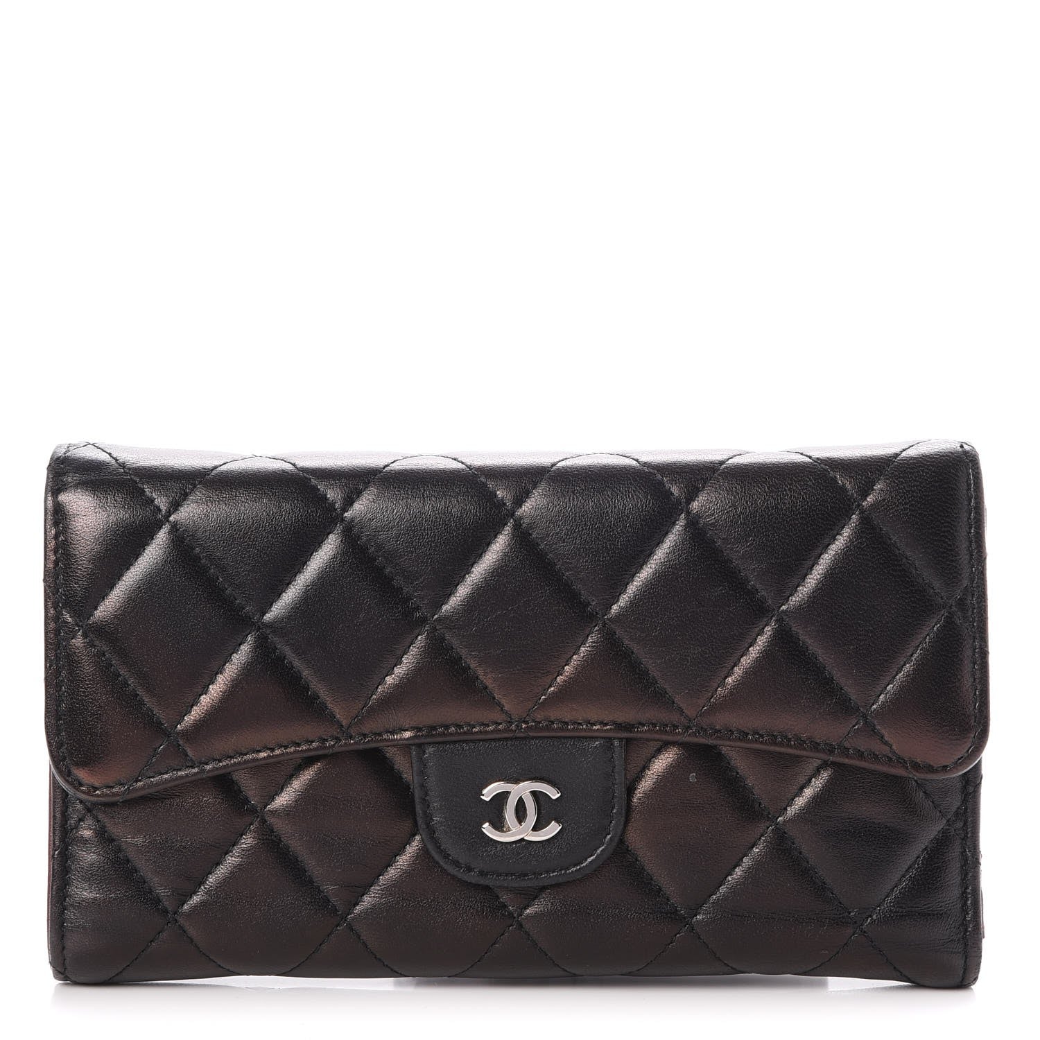 Chanel Lambskin Quilted Large Flap Wallet Black 1 of 10