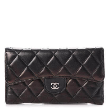 Chanel Lambskin Quilted Large Flap Wallet Black 1 of 10