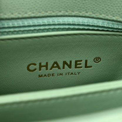 Chanel Caviar Quilted Mini Coco Chain Handle Flap Light Green 7 of 10