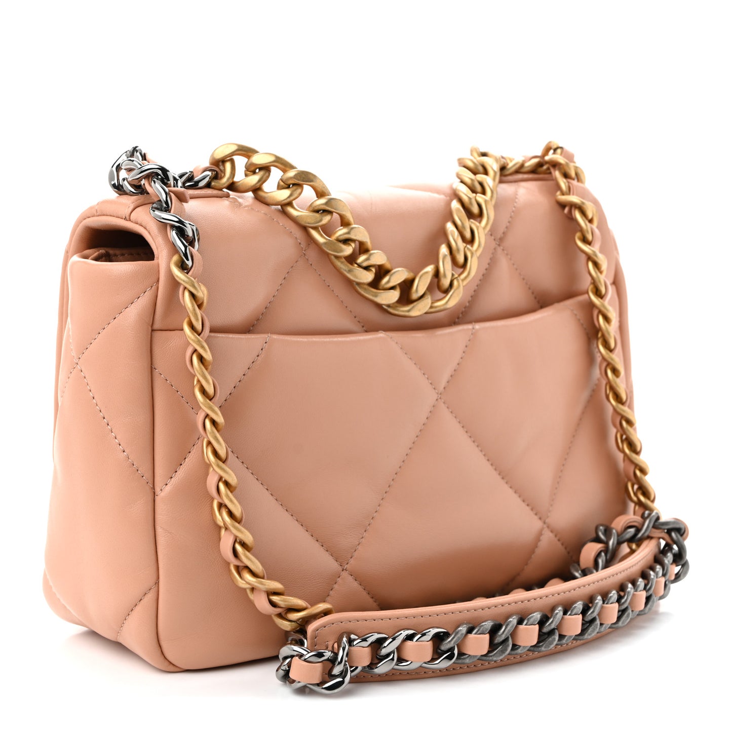 Lambskin Quilted Medium Chanel 19 Flap Beige