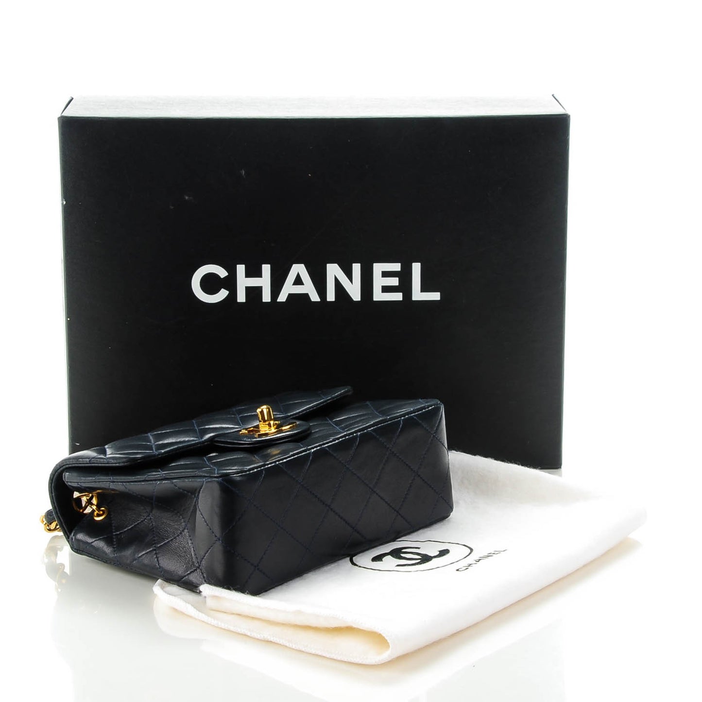 Lambskin Quilted Mini Square Flap Navy