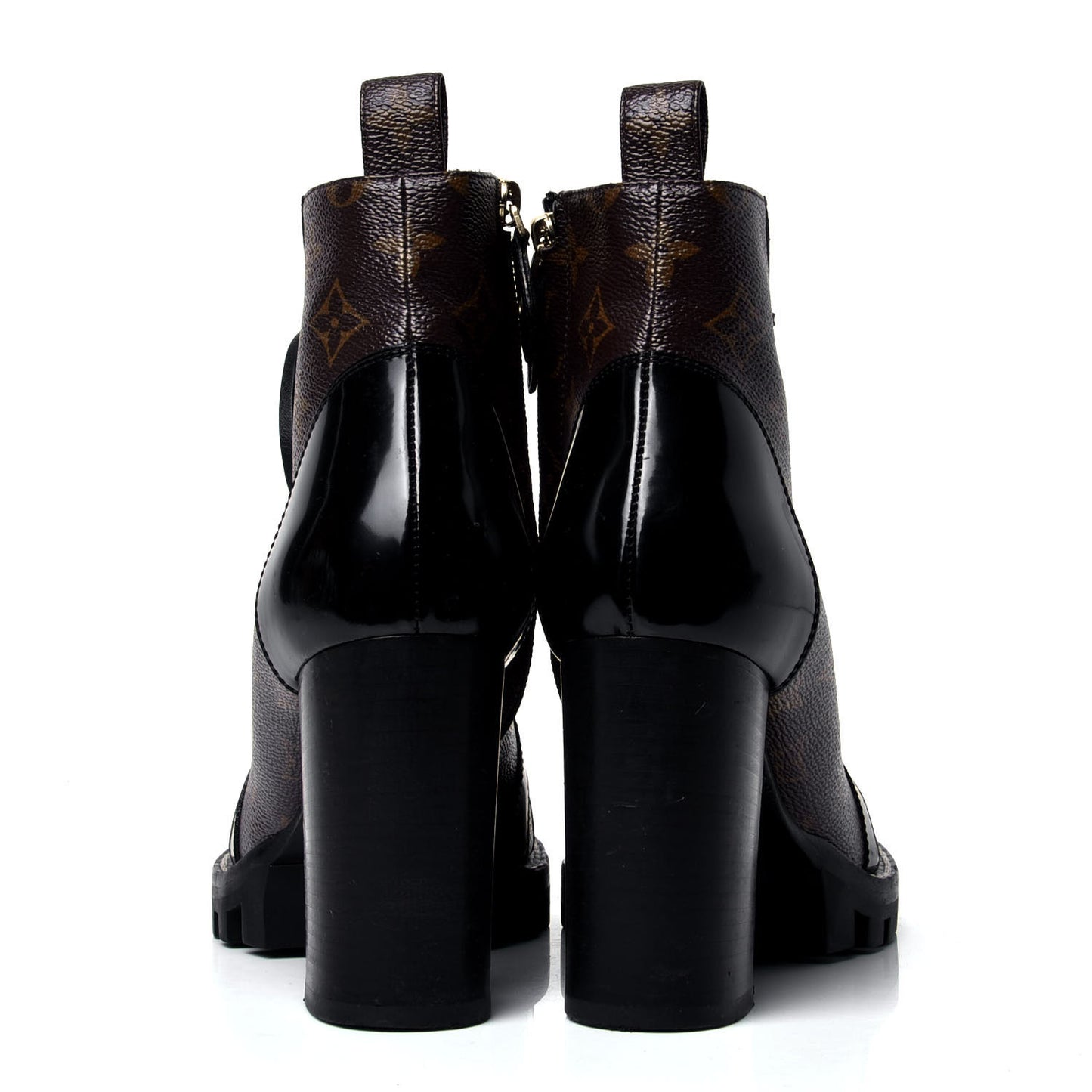 Patent Calfskin Monogram Star Trail Ankle Boots 38.5 Black