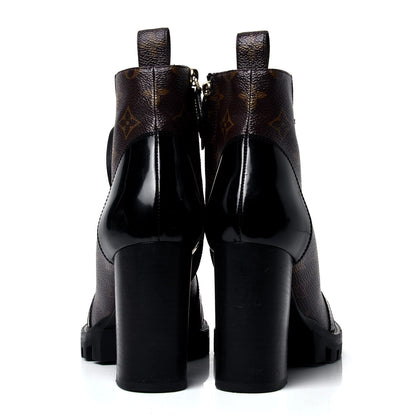 Louis Vuitton Patent Calfskin Monogram Star Trail Ankle Boots 38.5 Black 4 of 5