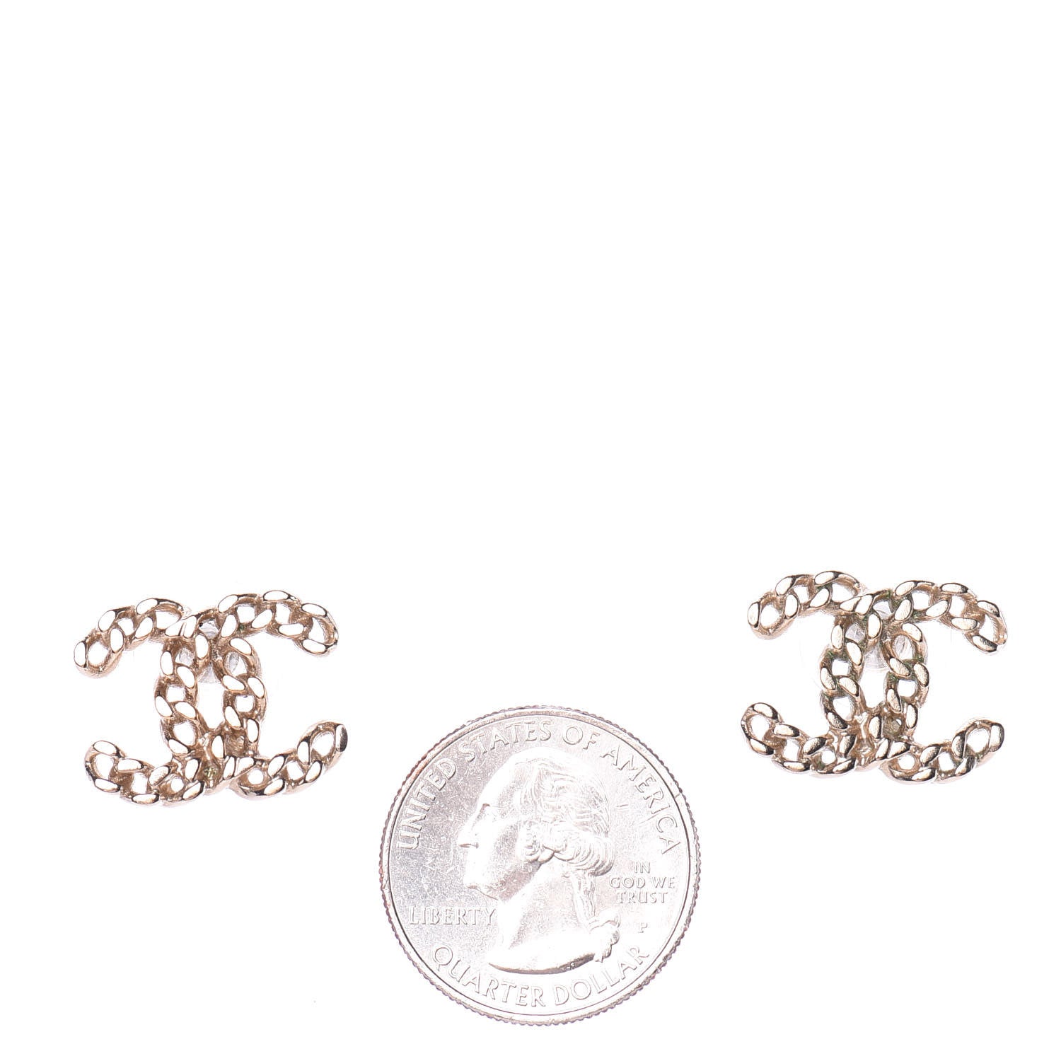 Chanel CC Chain Link Earrings Light Gold 2 of 5