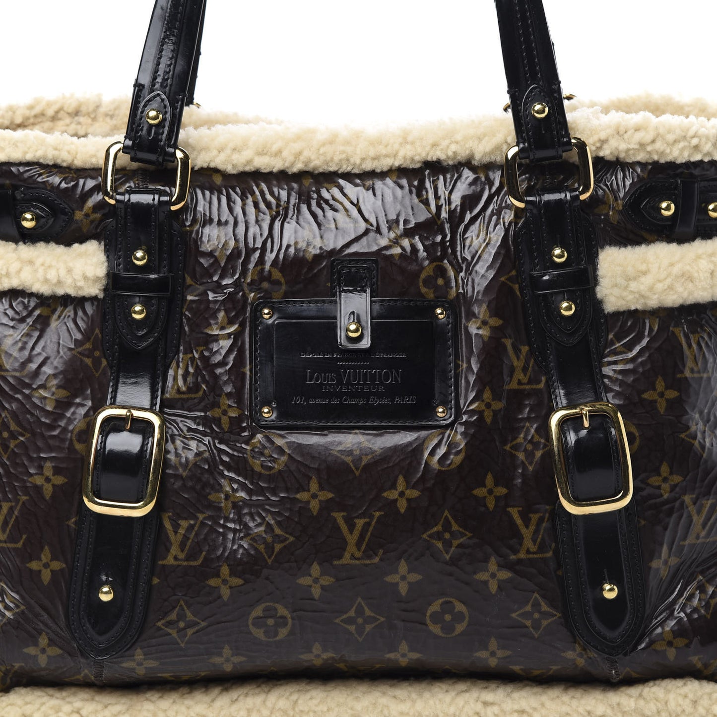 Patent Monogram Shearling Sac Thunder