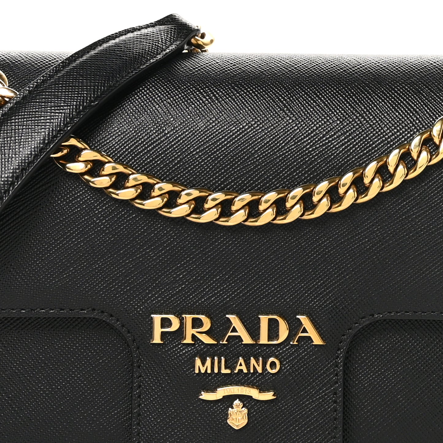 Saffiano Flap Shoulder Bag Black