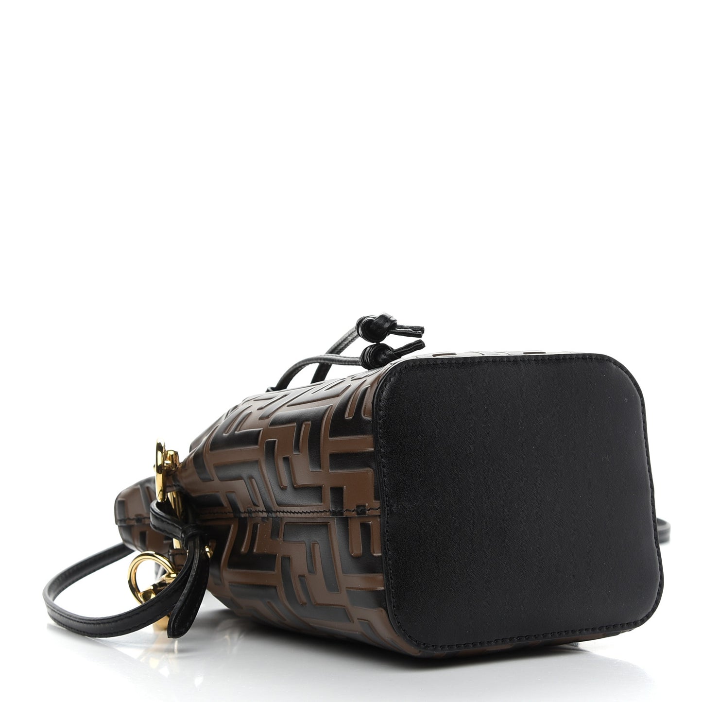 Vitello Liberty F is Fendi Bi-Color FF 1974 Embossed Mini Mon Tresor Bucket Bag Maya Black