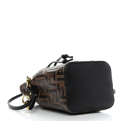 Fendi Vitello Liberty F is Fendi Bi-Color FF 1974 Embossed Mini Mon Tresor Bucket Bag Maya Black 4 of 9