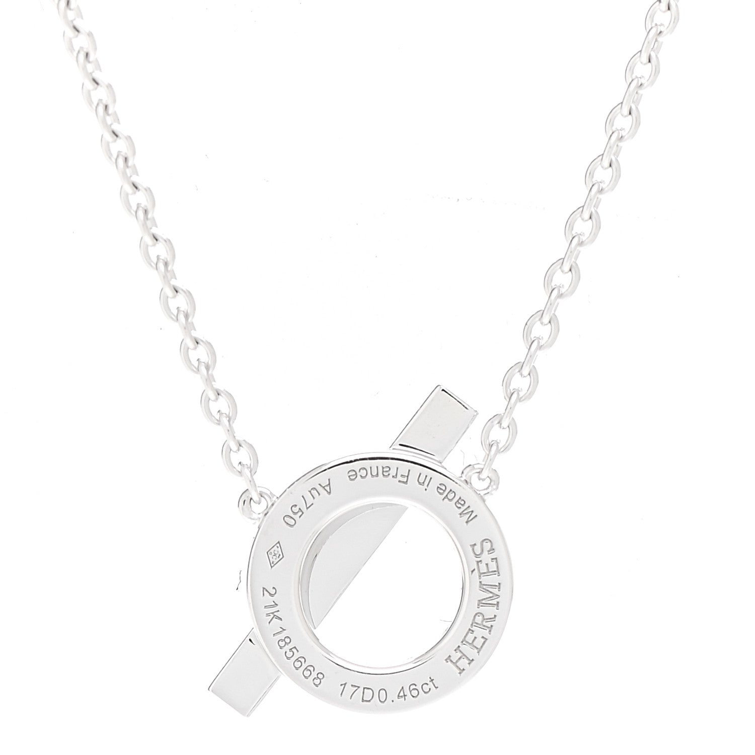 Hermes 18K White Gold Diamond Finesse Pendant Necklace 4 of 5