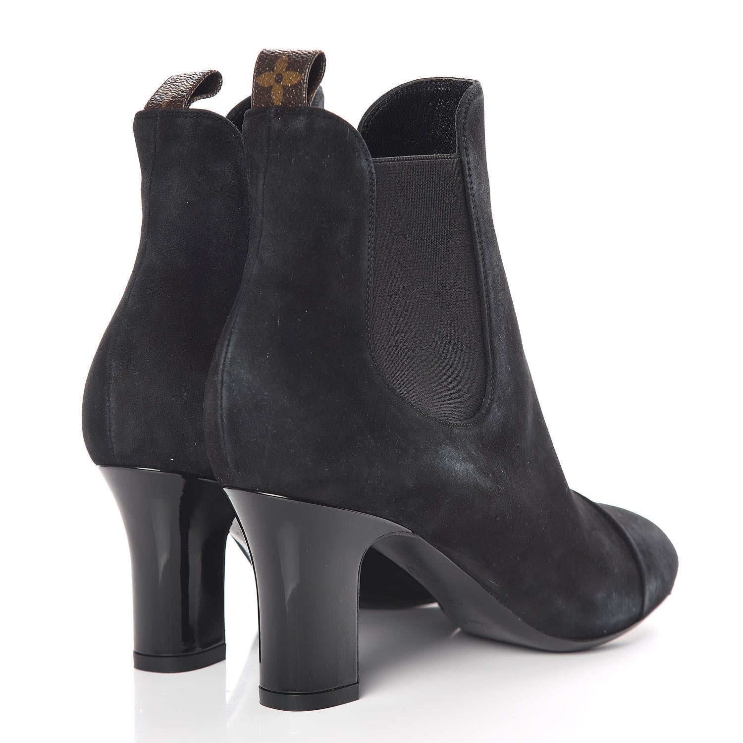 Louis Vuitton Suede Monogram Uniformes Cap Toe Chelsea 75mm Ankle Boots 36.5 Black 4 of 11