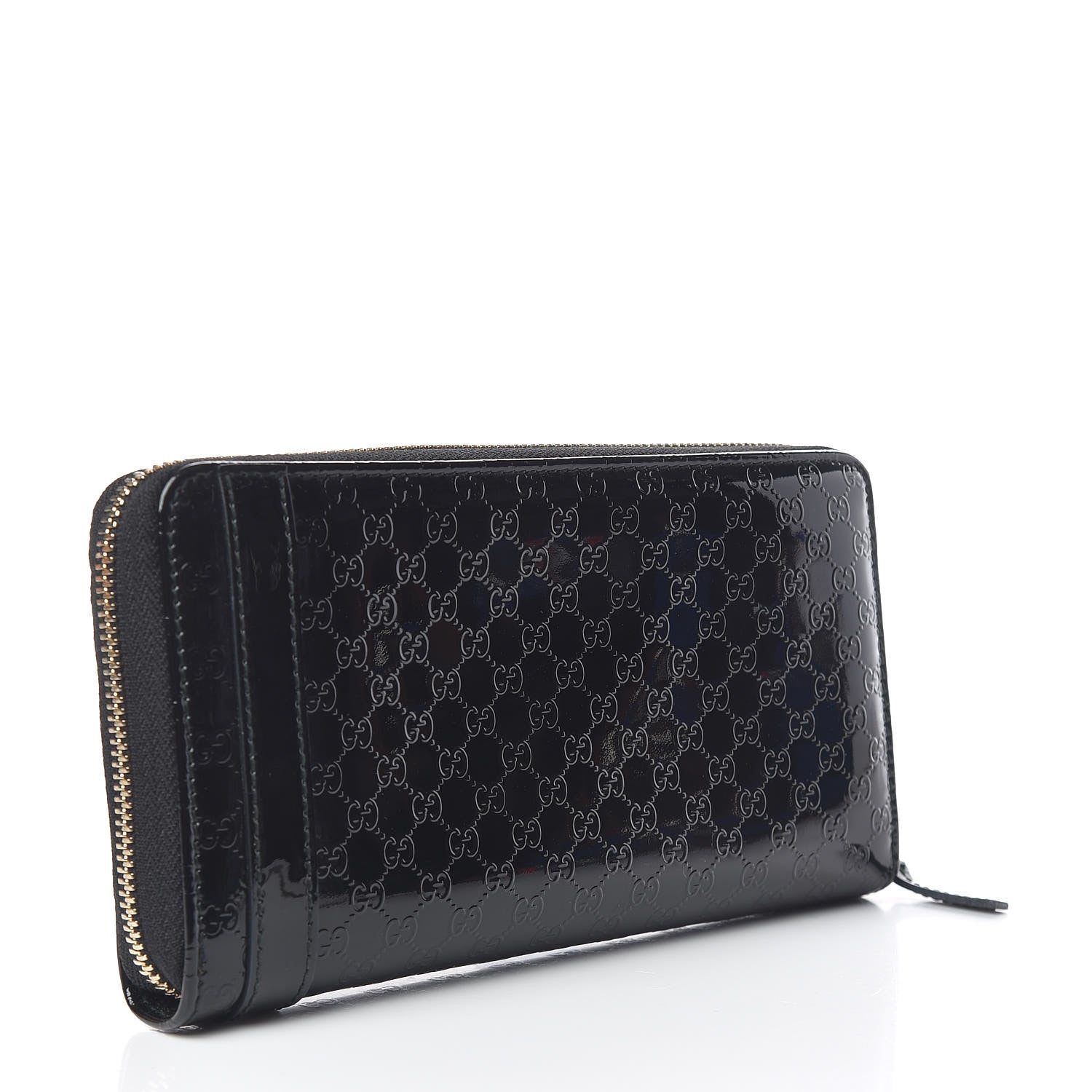 Gucci Patent Microguccissima Nice Zip Around Wallet Black 3 of 8